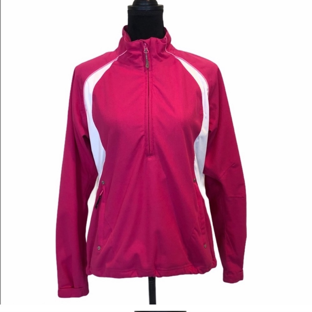SUNICE  3/4 zip pullover windbreaker jacket size medium pink white sportswear